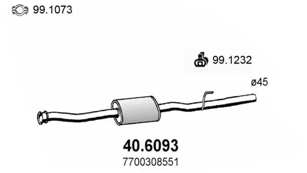 Handler.Part Middle silencer ASSO 406093 1