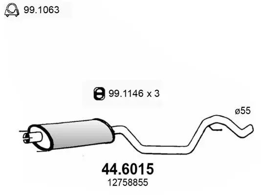 Handler.Part Middle silencer ASSO 446015 1