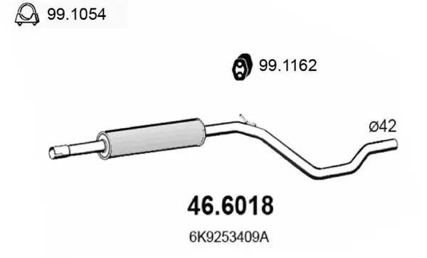 Handler.Part Middle silencer ASSO 466018 1