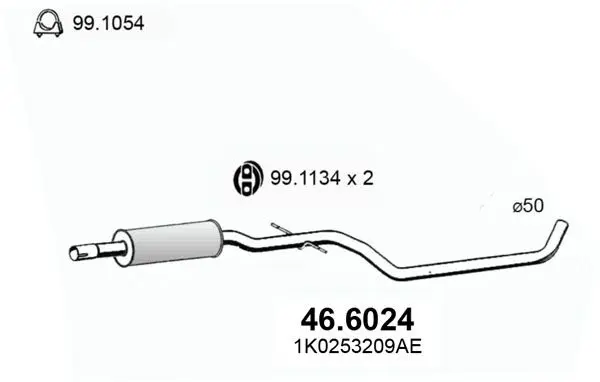 Handler.Part Middle silencer ASSO 466024 1