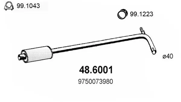 Handler.Part Middle silencer ASSO 486001 1