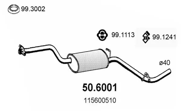 Handler.Part Middle silencer ASSO 506001 1