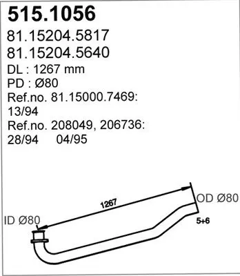 Handler.Part Exhaust pipe ASSO 5151056 1