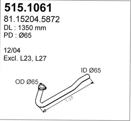 Handler.Part Exhaust pipe ASSO 5151061 1