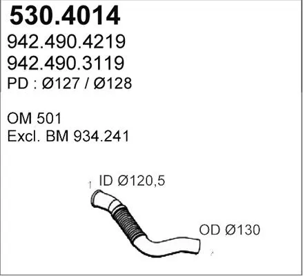 Handler.Part Flex hose, exhaust system ASSO 5304014 1