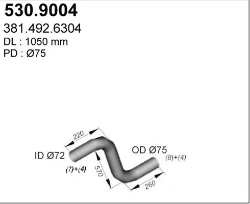 Handler.Part Exhaust pipe ASSO 5309004 1