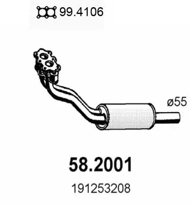 Handler.Part Front silencer ASSO 582001 1