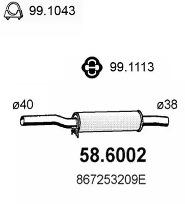 Handler.Part Middle silencer ASSO 586002 1