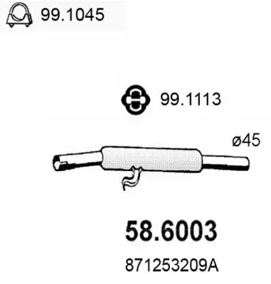 Handler.Part Middle silencer ASSO 586003 1