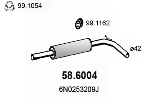 Handler.Part Middle silencer ASSO 586004 1