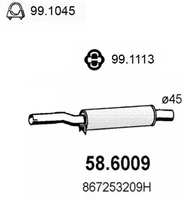 Handler.Part Middle silencer ASSO 586009 1