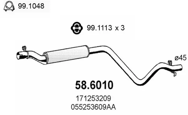 Handler.Part Middle silencer ASSO 586010 1