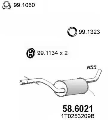 Handler.Part Middle silencer ASSO 586021 1