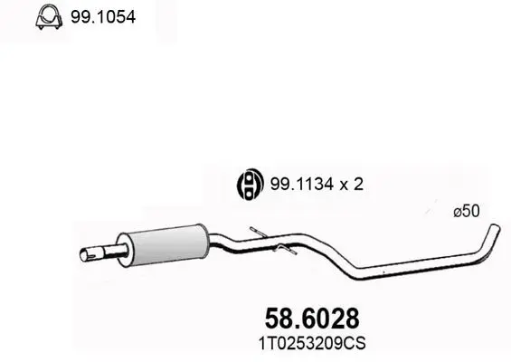 Handler.Part Middle silencer ASSO 586028 1