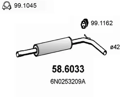 Handler.Part Middle silencer ASSO 586033 1