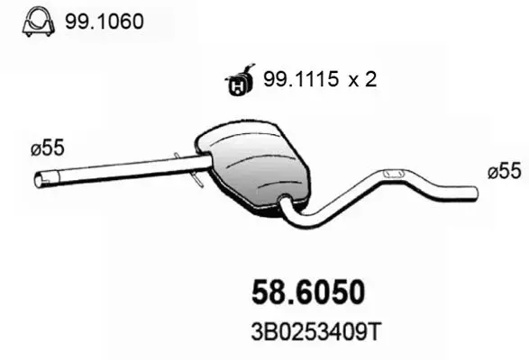 Handler.Part Middle silencer ASSO 586050 1