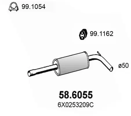 Handler.Part Middle silencer ASSO 586055 1