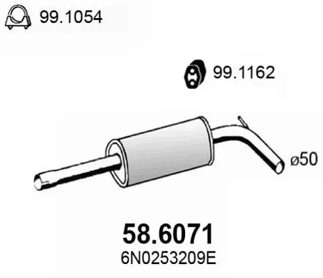 Handler.Part Middle silencer ASSO 586071 1