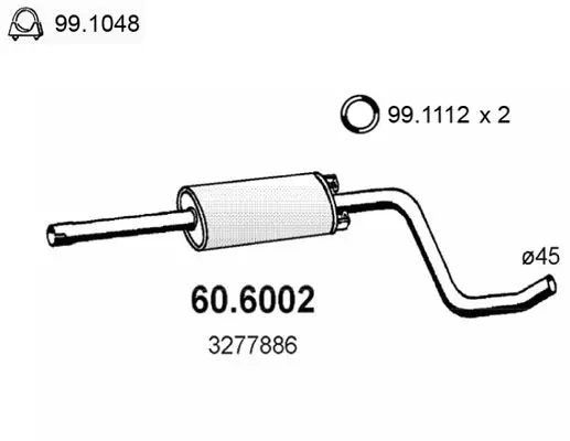 Handler.Part Middle silencer ASSO 606002 1