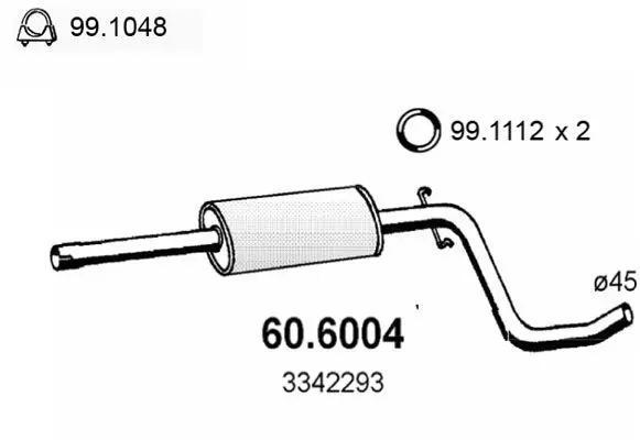 Handler.Part Middle silencer ASSO 606004 1