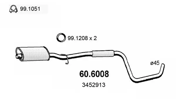 Handler.Part Middle silencer ASSO 606008 1