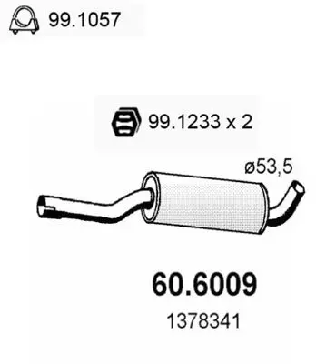 Handler.Part Middle silencer ASSO 606009 1