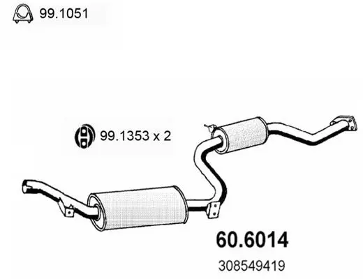 Handler.Part Middle silencer ASSO 606014 1