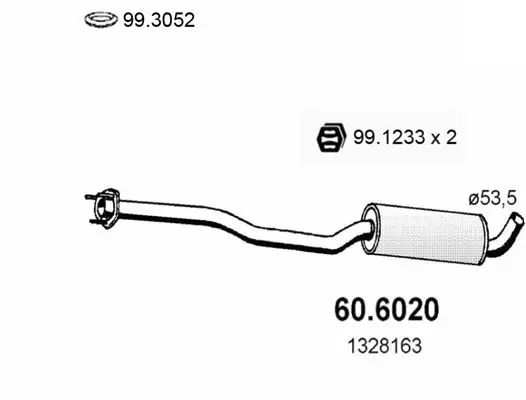 Handler.Part Middle silencer ASSO 606020 1