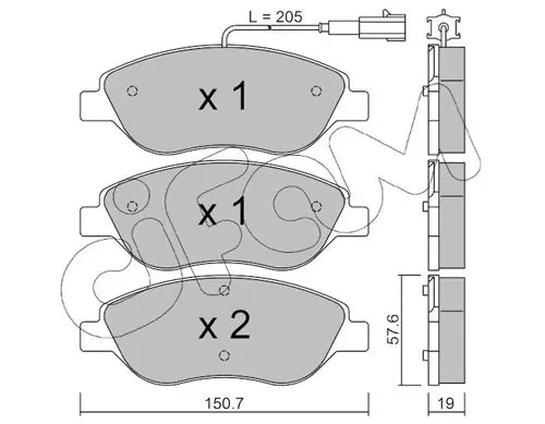 Handler.Part Brake pad set, disc brake CIFAM 8225770 1