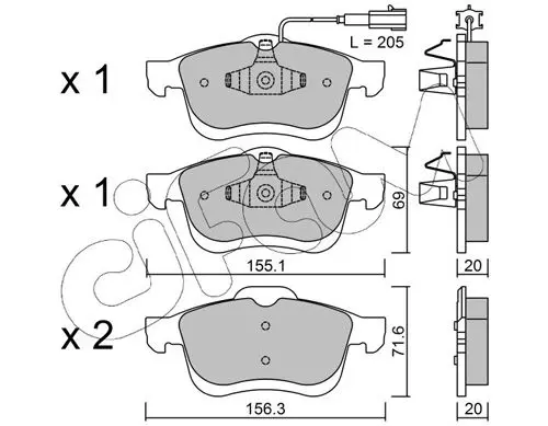 Handler.Part Brake pad set, disc brake CIFAM 8228240 1