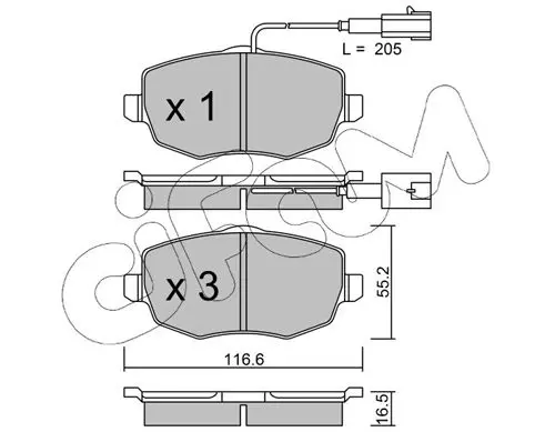 Handler.Part Brake pad set, disc brake CIFAM 8225281 1