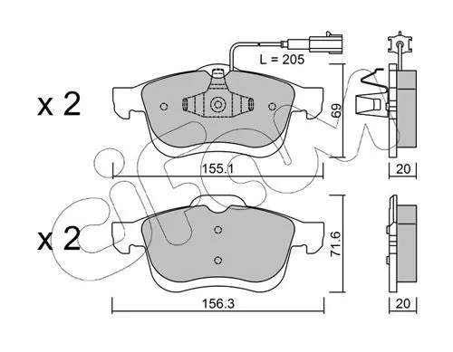 Handler.Part Brake pad set, disc brake CIFAM 8228241 1