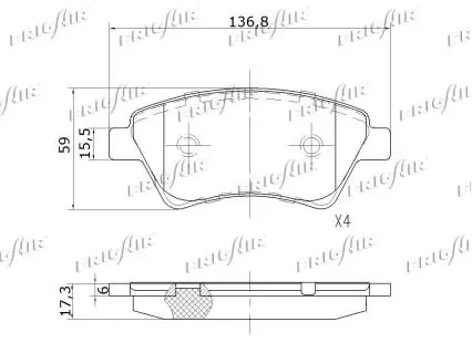 Handler.Part Brake pad set, disc brake FRIGAIR PD09506 2