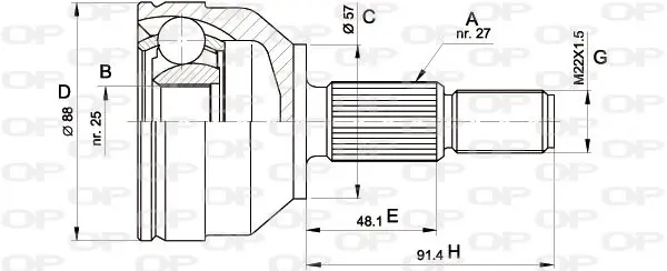 Handler.Part Joint kit, drive shaft OPEN PARTS CVJ520210 1