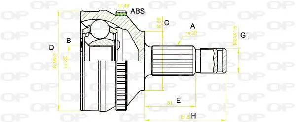 Handler.Part Joint kit, drive shaft OPEN PARTS CVJ522210 1