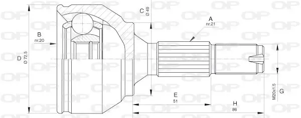 Handler.Part Joint kit, drive shaft OPEN PARTS CVJ562210 1