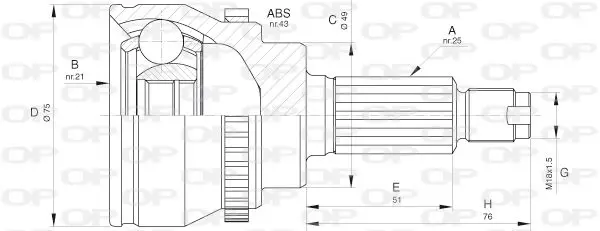 Handler.Part Joint kit, drive shaft OPEN PARTS CVJ564810 1