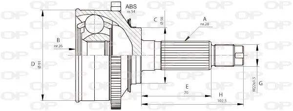 Handler.Part Joint kit, drive shaft OPEN PARTS CVJ568610 1