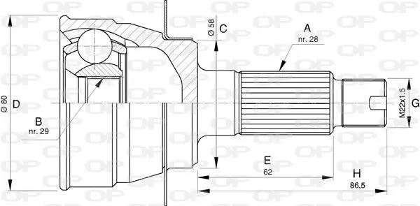 Handler.Part Joint kit, drive shaft OPEN PARTS CVJ573210 1