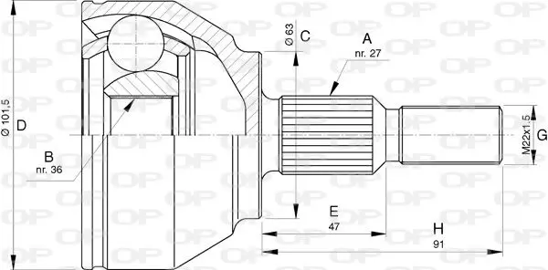 Handler.Part Joint kit, drive shaft OPEN PARTS CVJ575610 1