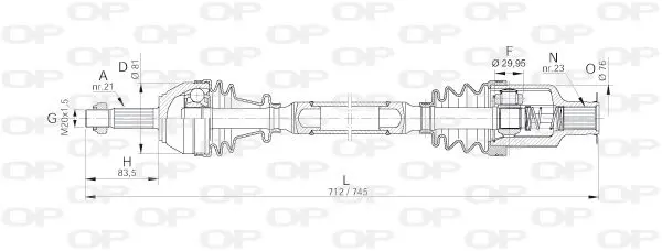 Handler.Part Drive shaft OPEN PARTS DRS606500 1