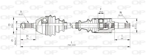 Handler.Part Drive shaft OPEN PARTS DRS608500 1