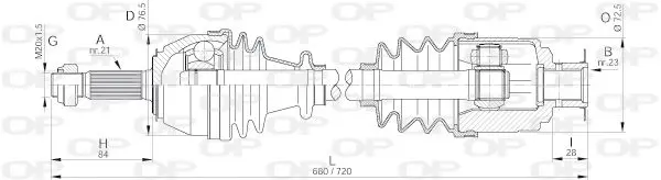 Handler.Part Drive shaft OPEN PARTS DRS601100 1