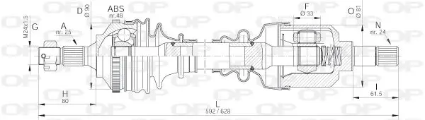 Handler.Part Drive shaft OPEN PARTS DRS612900 1