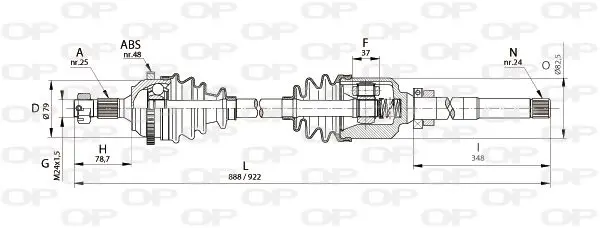 Handler.Part Drive shaft OPEN PARTS DRS613000 1