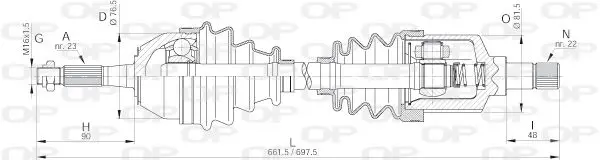 Handler.Part Drive shaft OPEN PARTS DRS614200 1