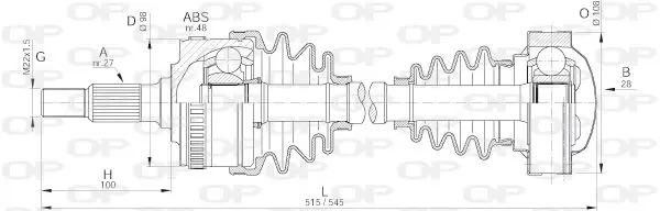 Handler.Part Drive shaft OPEN PARTS DRS615300 1