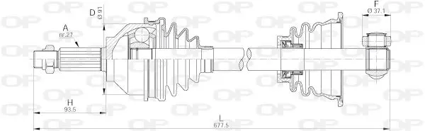 Handler.Part Drive shaft OPEN PARTS DRS619100 1