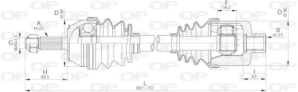 Handler.Part Drive shaft OPEN PARTS DRS620500 1