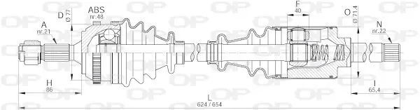 Handler.Part Drive shaft OPEN PARTS DRS621400 1